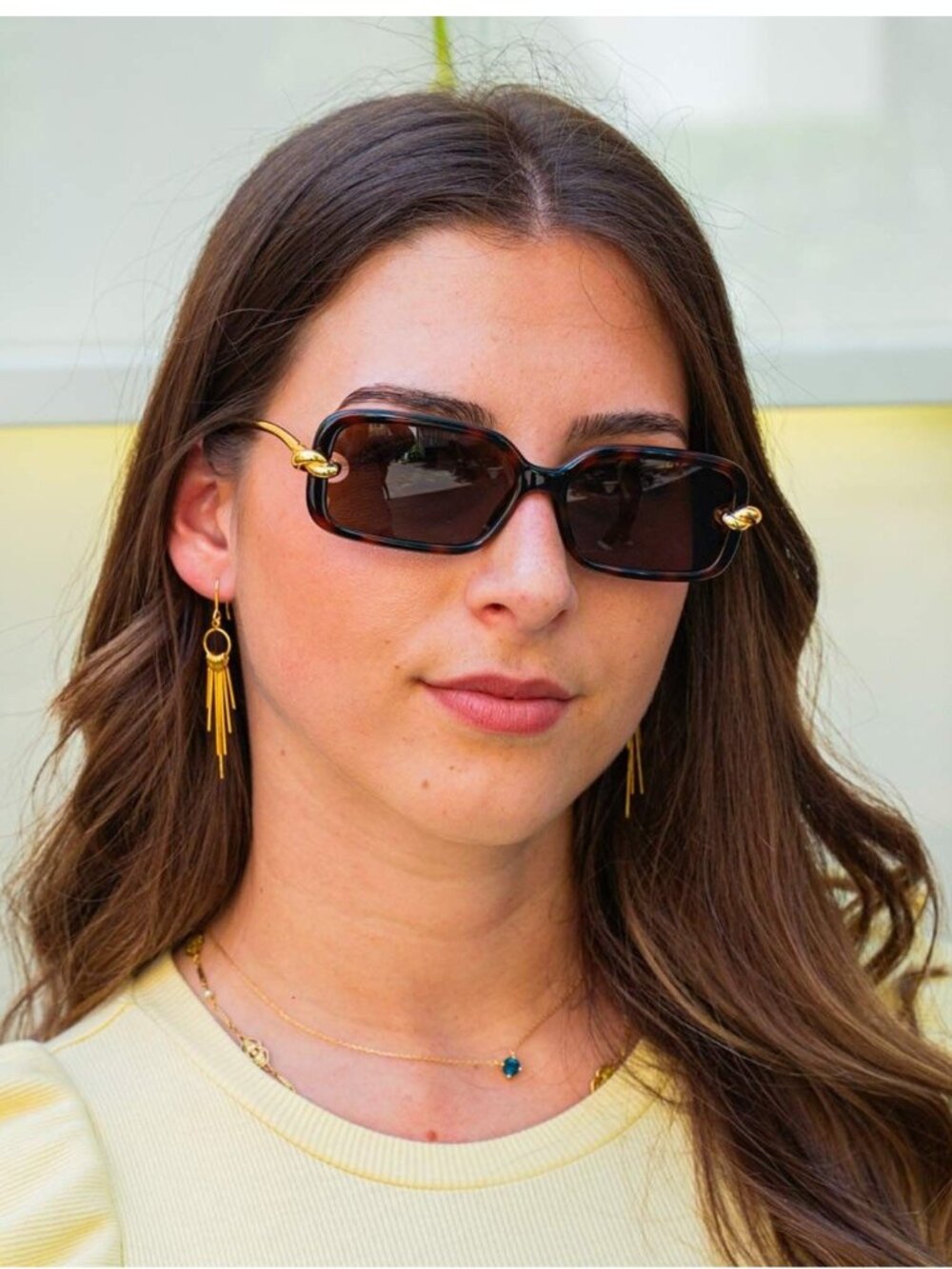 Bottega Veneta BV1439S 002 Sunglasses Havana/Gold Rectangle Frame, Brown Lenses